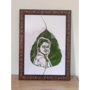 Leaf Art Portrait with Acrylic Frame